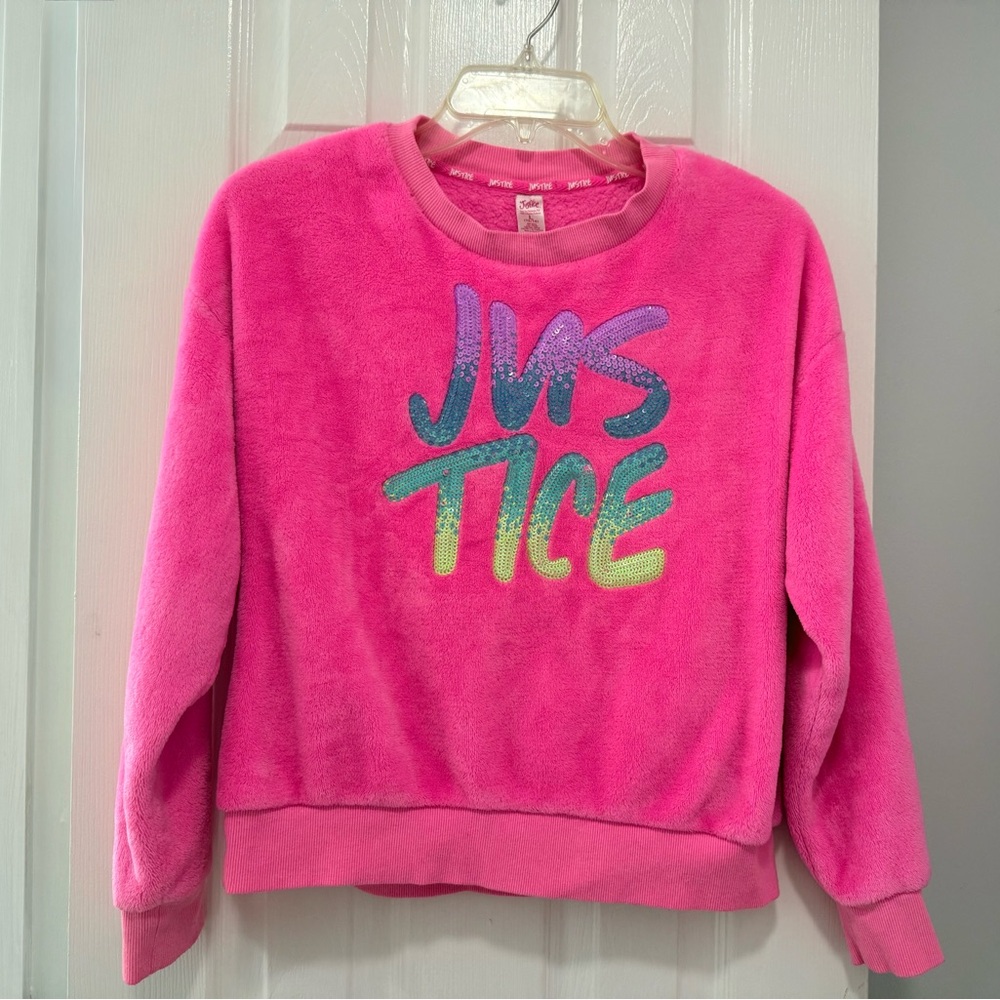 Justice Pink Sequins Fleece Top